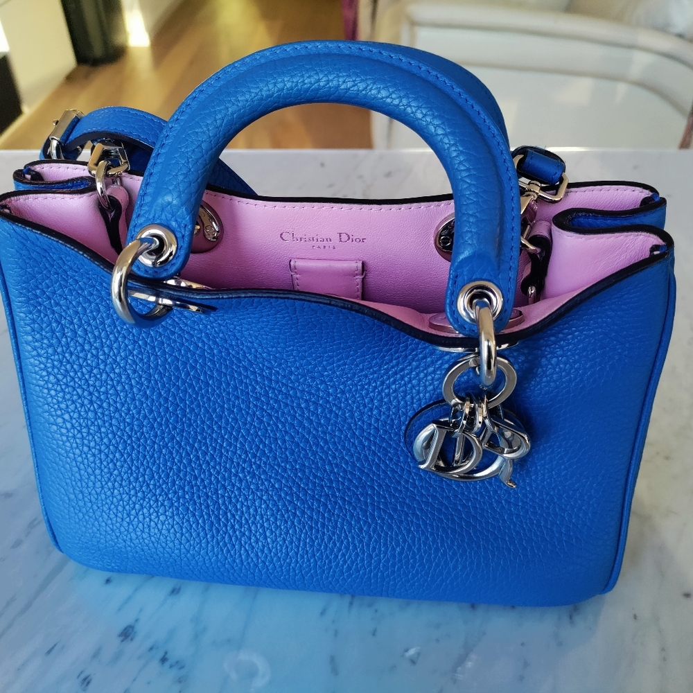 Diorissimo Dior Bag - Blue Bull Leather w/ Pink Interior – Raf Simons Era - Picture 2 of 8